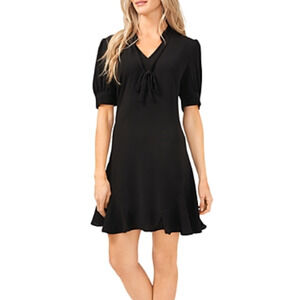 Cece Women Tie Neck Ruffle Minidress Black Size M